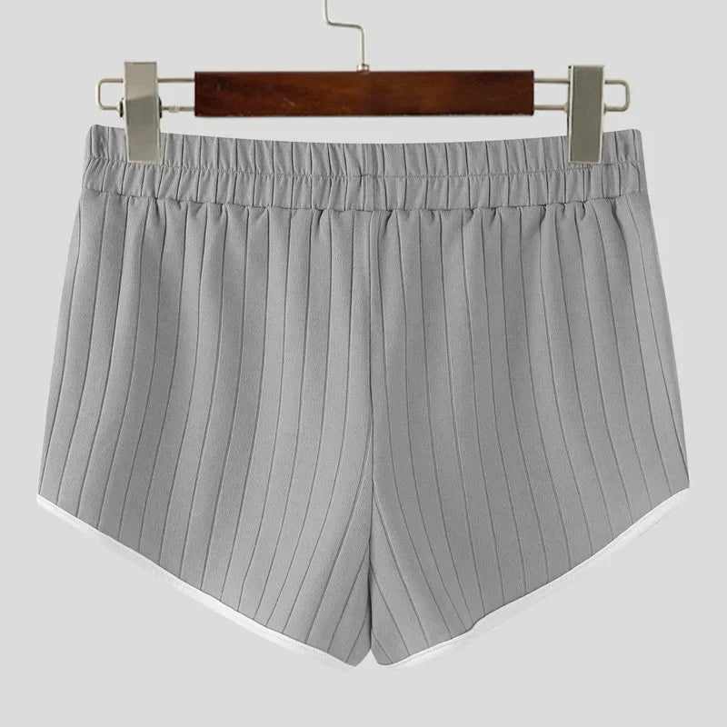 Ribbed Athletic Shorts High Waist Contrast Trim Bodybuilding Gym Shorts Summer Quick Dry Workout Short Pants Fitness Short