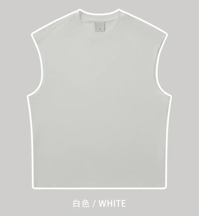270gsm Summer Tank TopSleeveless T shirt 100% Cotton Solid Color Men Oversized Causal O-neck Basic T-shirt High Quality