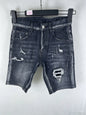 3006 Summer New Men's Jeans Washed Ripped Patch Paint Slim-fit Micro-elastic Denim Shorts Men's Black