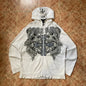 American Vintage Oversized Skull Graphic Zipper Hoodie Men Y2K Harajuku Hip Hop Gothic Couple Casual Joker Sweatshirt Coats