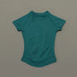 Histello Women Short Sleeve Sports T-Shirt Round Neck Breathable Stretchy Quick Dry Top Yoga Gym Running Fitness Activewear