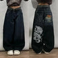 American New Fashion Patch Baggy Casual Jeans For Men And Women Y2K High Street Harajuku High Waist Wide Leg Denim Trousers