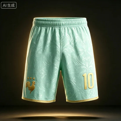 France National Team Mbappe No.10 Football Shorts,3D All Over Print Short Pants, Unisex Family Matching Fan Sports