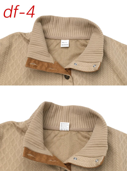 Men's European Size Jacquard Stand-Collar Long-Sleeve Hoodie - Outdoor Casual Knitwear