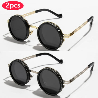 Polarized ND9 Adjustable Dimming Sun Glasses Men Women Round Sunglasses Retro Punk Men's Fishing Eyeglasses Outdoor Shades UV400