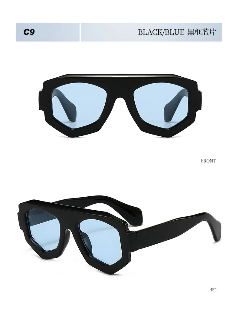 irregular square candy color sunglasses for women new fashion black yellow sun glasses
