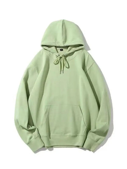 Oversize Hoodie Sweatshirt Pure Color Fleece Lined Couple Style High Quality Green Heavyweight Hooded Jacket for Men And Women