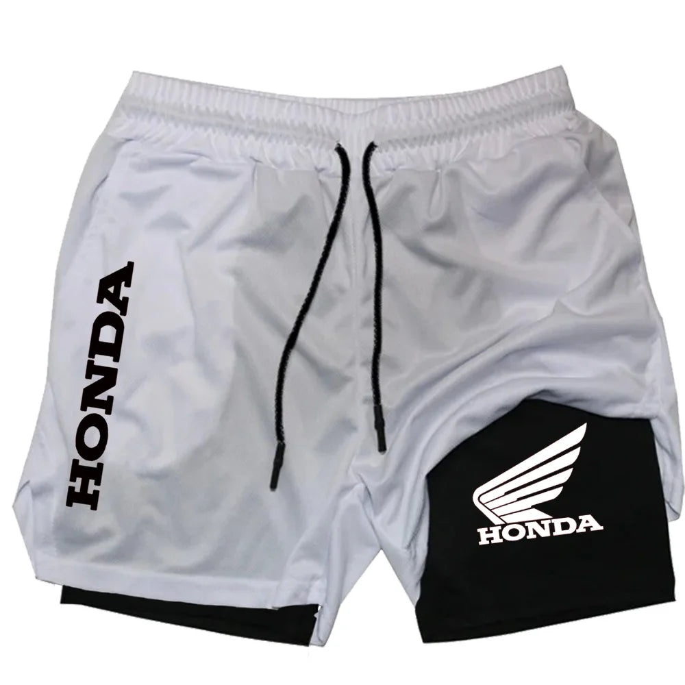 Profashion x Honda Summer Shorts Are For Men's 2-in-1 Sports, Gym Workouts, Running And Quick-Drying Breathable Mobile Phone Pockets
