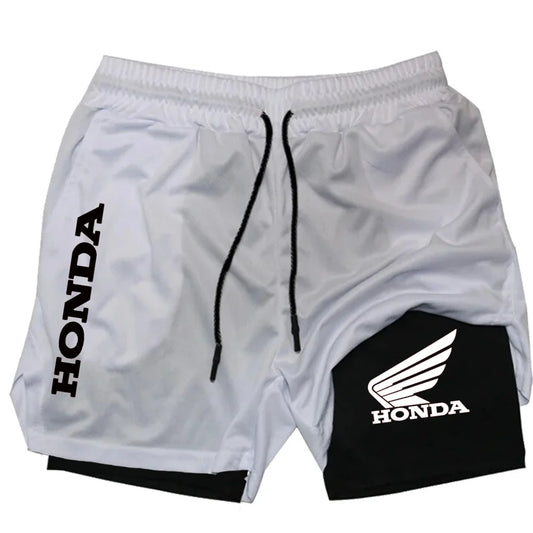 Profashion x Honda Summer Shorts Are For Men's 2-in-1 Sports, Gym Workouts, Running And Quick-Drying Breathable Mobile Phone Pockets
