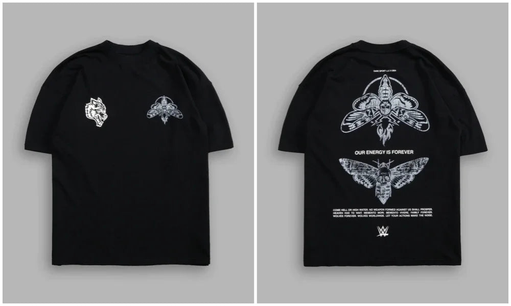 WOLVES CLUB STABILITY "PREMIUM" OVERSIZED TEE IN BLACK Summer Men's and Women's T-shirt Fashion Loose Printed Tops