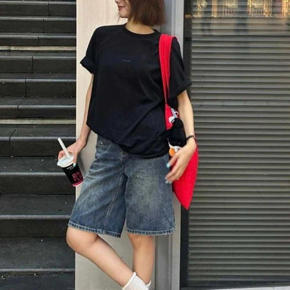 Profashion Women Casual Denim Shorts Short Jeans Knee Length Denim Pant Women High Waist Shorts