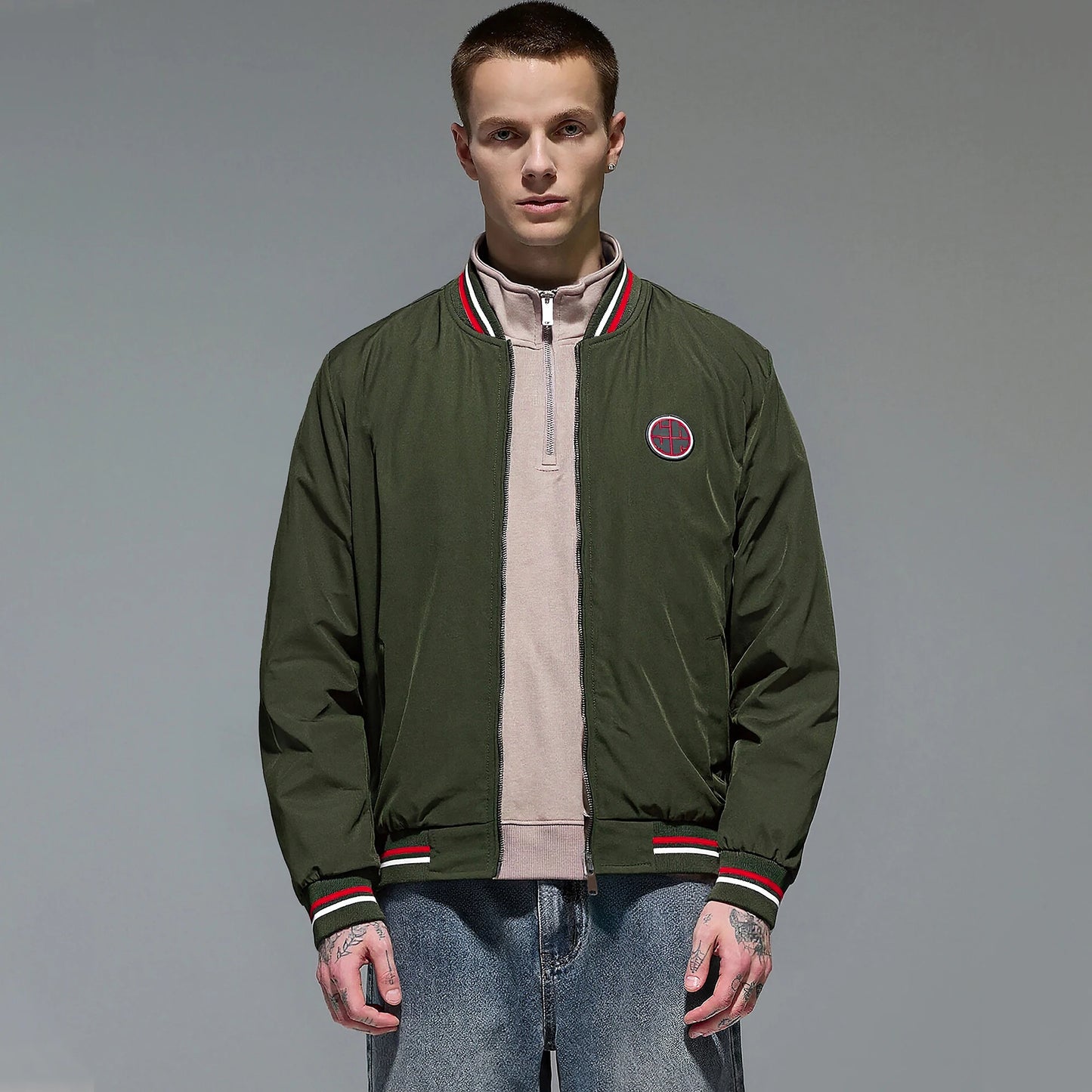 Profashion Men's Jacket Autumn Fashion Versatile Windproof Thin Men's Jacket Casual American Street Classic Badge Design Men's Coat