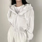Autumn Winter Hooded Hoodies Women Casual Streetwear Zip Up Sweatshirts Long Sleeve Jackets Harajuku Y2K Crop Tops Hood Shirt