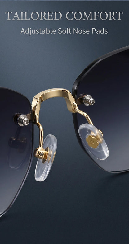 Steampunk Rimless Square Sunglasses Men Luxury Designer Vintage Metal Polygon Outdoor Sun Glasses Male Frameless Shades