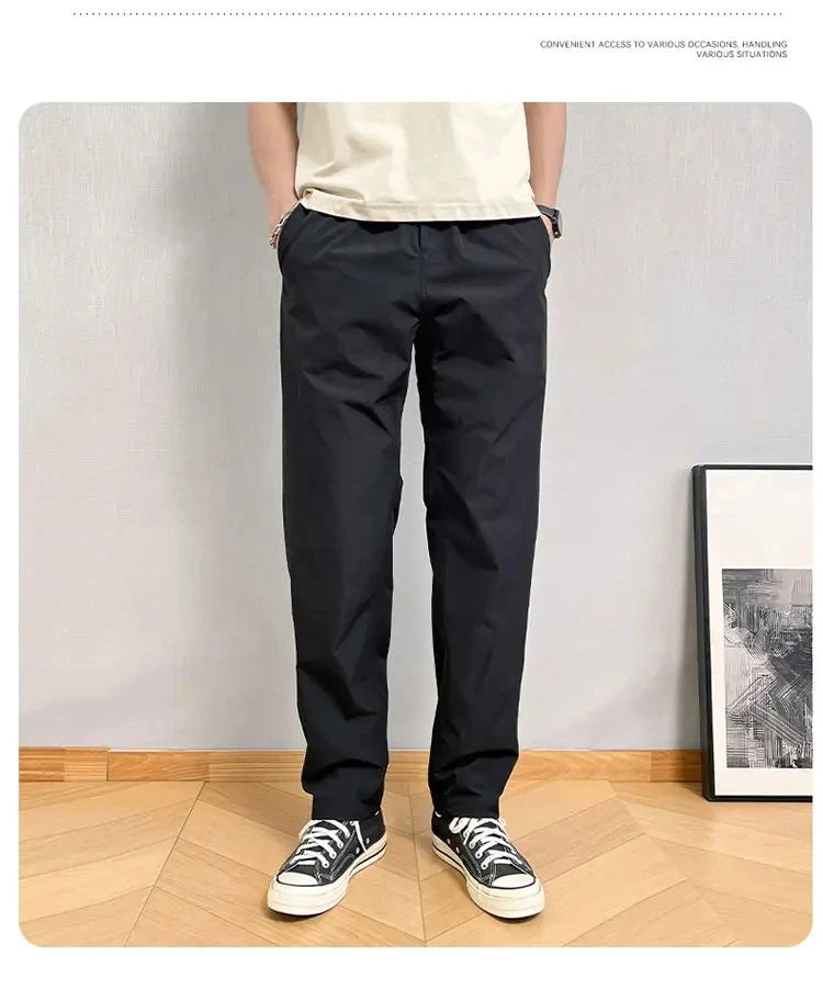 Summer Thin Cargo Pants Men Casual Tapered Trousers with Zipper Pockets Quick Dry Streetwear Pants for Outdoor Daily Wear S-3XL
