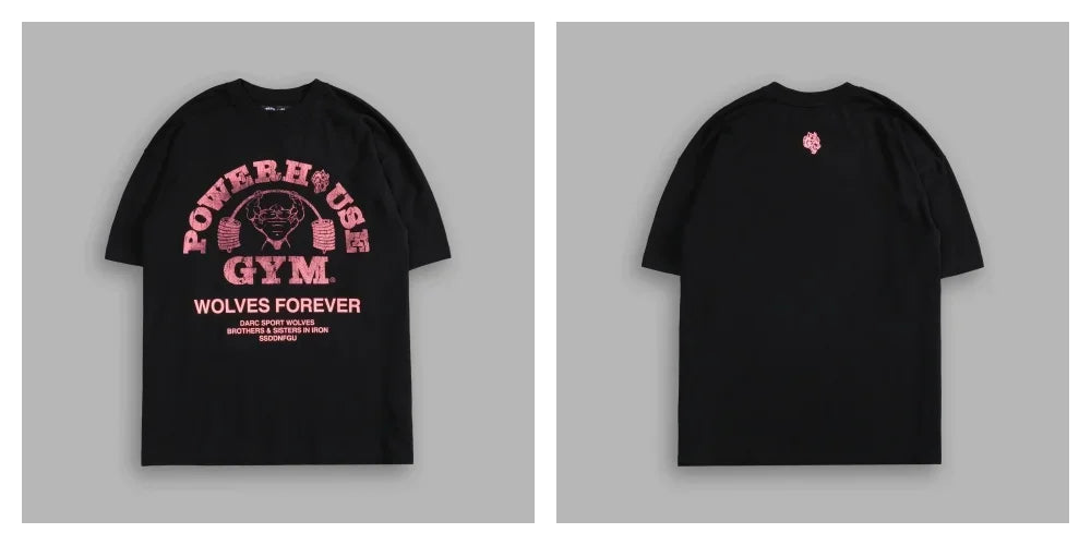 WOLVES CLUB STABILITY "PREMIUM" OVERSIZED TEE IN BLACK Summer Men's and Women's T-shirt Fashion Loose Printed Tops