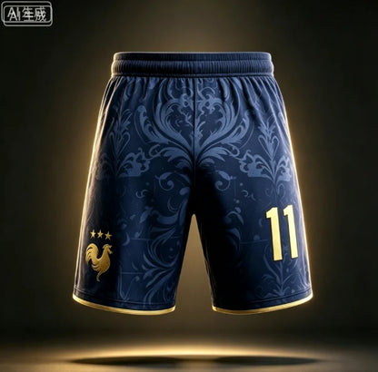 France National Team Mbappe No.10 Football Shorts,3D All Over Print Short Pants, Unisex Family Matching Fan Sports