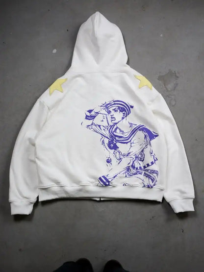 Jojo Bizarre Adventure Silver Chariot Zip Up Hoodies Women Y2k Oversized Hoodie Hip Hop Couples Harajuku Street Men Sweatshirt