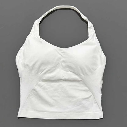 Histello Longline Strappy Top Women Sports Tank Halter Seamless Ruched Backless Gym Activewear Workout Yoga Fitness Tops