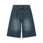 Men's Summer American High Street Retro Gradient Washed Denim Shorts Lazy Youth Trendy Ins New Versatile Casual Capri Pants