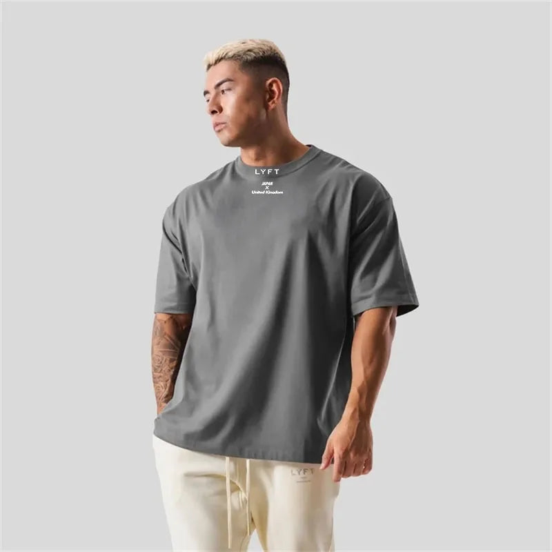 Cotton Gym Shirt Sport T Shirt Men Short Sleeve Running Shirt Men Workout Training Tees Fitness Loose large size M-XXXL
