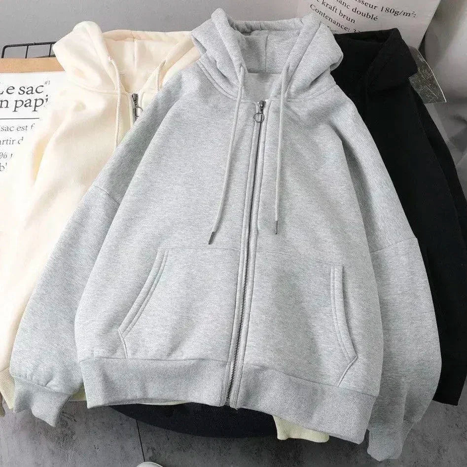 Mountainous Carving Harajuku Hoodie Y2K New Fleece Thickened Got Print Zipper Hoodie Women Street Hip Hop Joker Loose Sweatshirt
