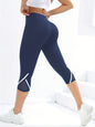 Mesh High Waist Yoga Pants Capri Leggings For Women, Tummy Control Workout Capri Leggings, Women's Activewear