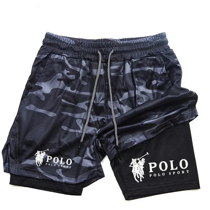 Quick Dry Beach Shorts Printed Double Layer 2-in-1 Fitness Training Sports Boardshorts