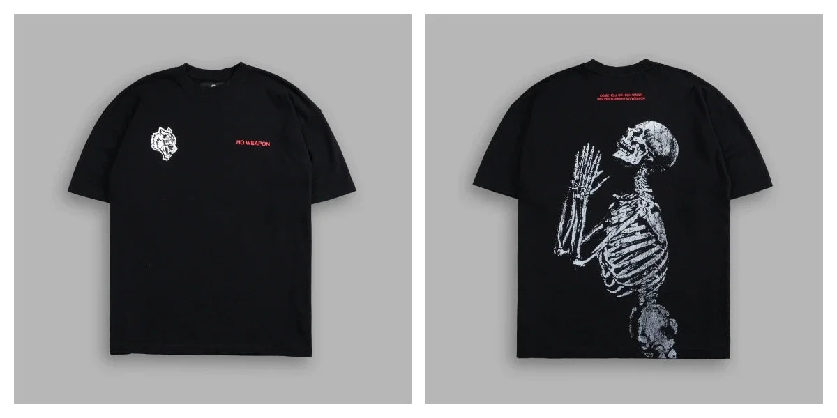 WOLVES CLUB STABILITY "PREMIUM" OVERSIZED TEE IN BLACK Summer Men's and Women's T-shirt Fashion Loose Printed Tops