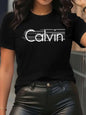 Calvin Women's T-Shirt Leisure Fashion Short Sleeve Cotton Tees High Quality Comfortable Brand T-shirt Summer Streetwear