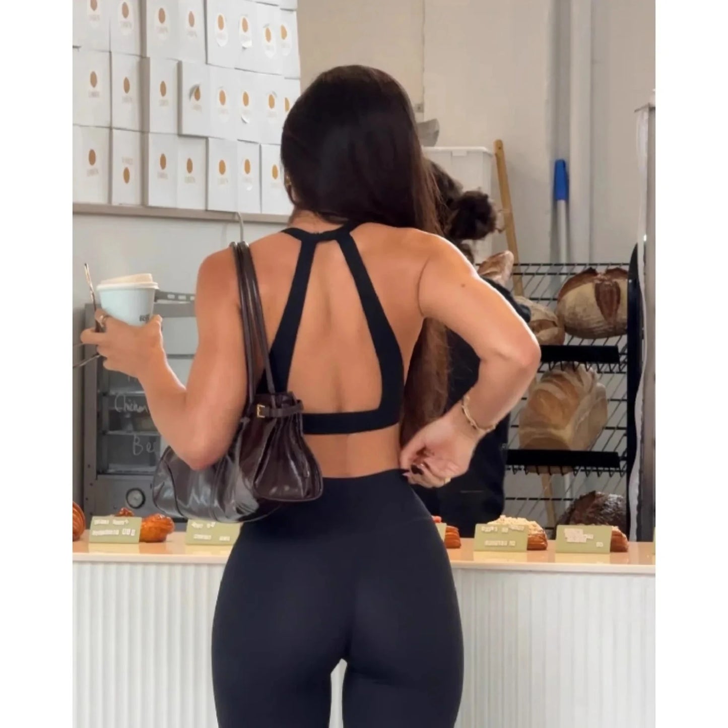 C-B Cross Back Sports Bra Naked Quick Dry Yoga Crop Top Padded Deep V Halter Backless Gym Running Workout Women Athletic Top