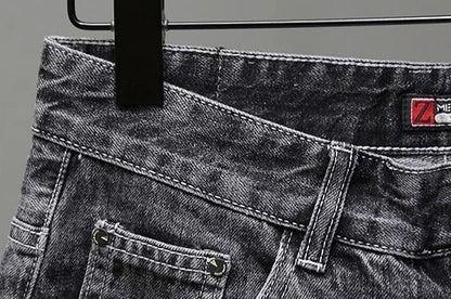 Men's Short Jeans Pants Black Gray Ripped Male Denim Shorts Designer Buttons Popular Emo New in Stretchable Wih Zipper Original