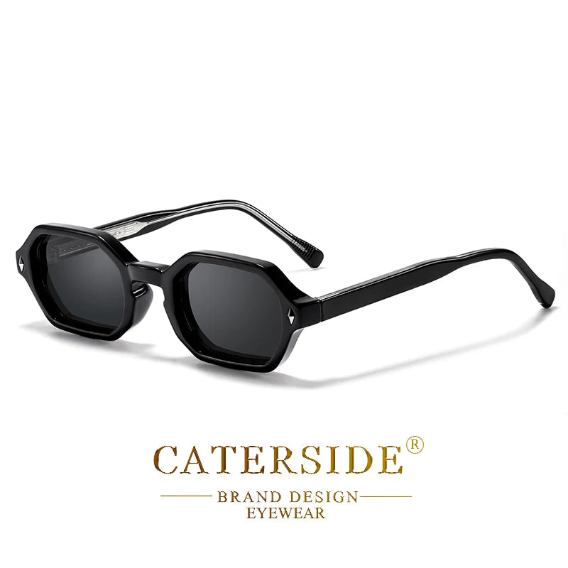 CATERSIDE Polygon Sunglasses Fashion Men Small Frame Gradient Lens Sun Glasses for Summer Beach Party Ideal Choice for Gifts