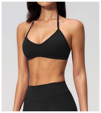 Sporty Woman Top New Brushed Yoga Wear For Women Halter Neck Bra Shockproof Quick-dry Summer Women Underwear Gym Clothes Woman