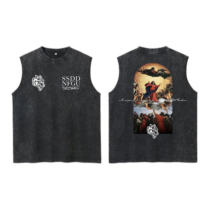 Darc Wolves Sport Vintage Washed Vest Tees Gym Bodybuilding Fitness Sleeveless T Shirts Basketball Workout Darcs Tank Tops