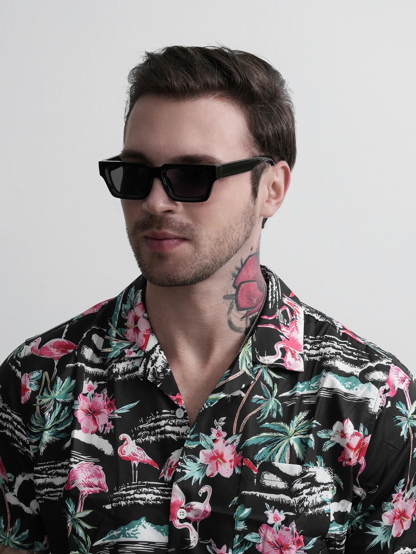 Ruiao fashion black small rectangular thick frame sunglasses for men and women rectangular summer wear shades