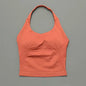 Histello Longline Strappy Top Women Sports Tank Halter Seamless Ruched Backless Gym Activewear Workout Yoga Fitness Tops