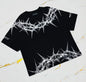 Cyberpunk Gothic T Shirt Edgy Thorn Texture Print Pure Cotton Streetwear Fashion Graphic Tee Urban Style Comfortable Fit