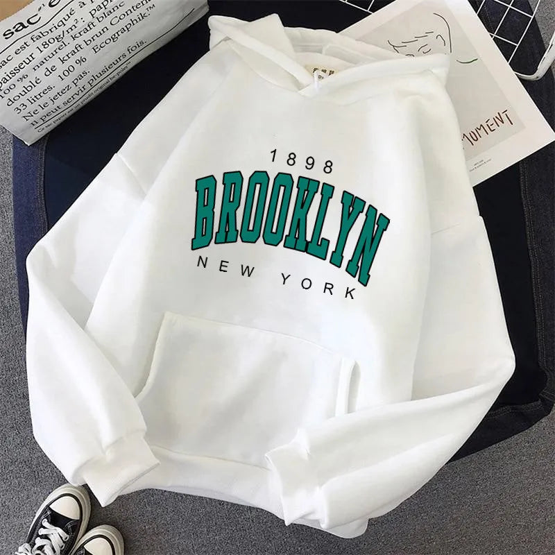 New Fleece Loose Women's Hoodie Brooklyn Printed Couple Hoodie