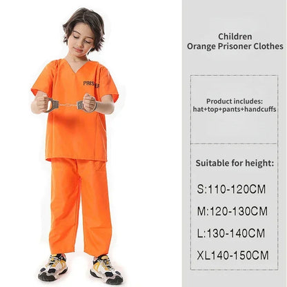 Adult Inmate Costume Orange Prisoner Jumpsuit Jailbird Outfit for Halloween Orange Prisoner Costume Men Jail Jumpsuit Costume
