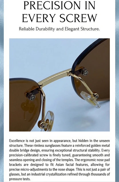 Vintage Rimless Oval Punk Sunglasses Men Luxury Designer Leopard Head Frameless Sun Glasses Hip Hop Outdoor Shades Eyewear