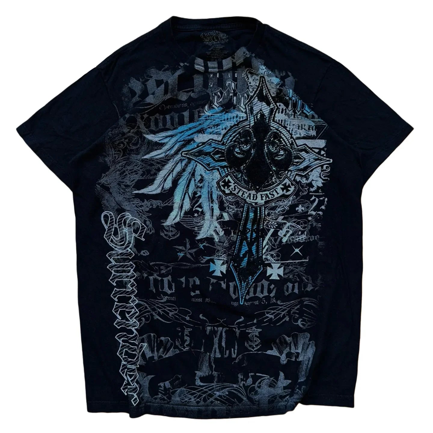 Southpole Y2K Vintage Cotton Graphic Tee Distressed Oversized Unisex T-Shirt with Gothic Print Streetwear Retro Soft Shirt Man