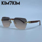 Square Rimless Photochromic Sunglasses Men Vintage Sun Glasses Luxury Designer Shades Male Cut Lenses Frameless Eyewear