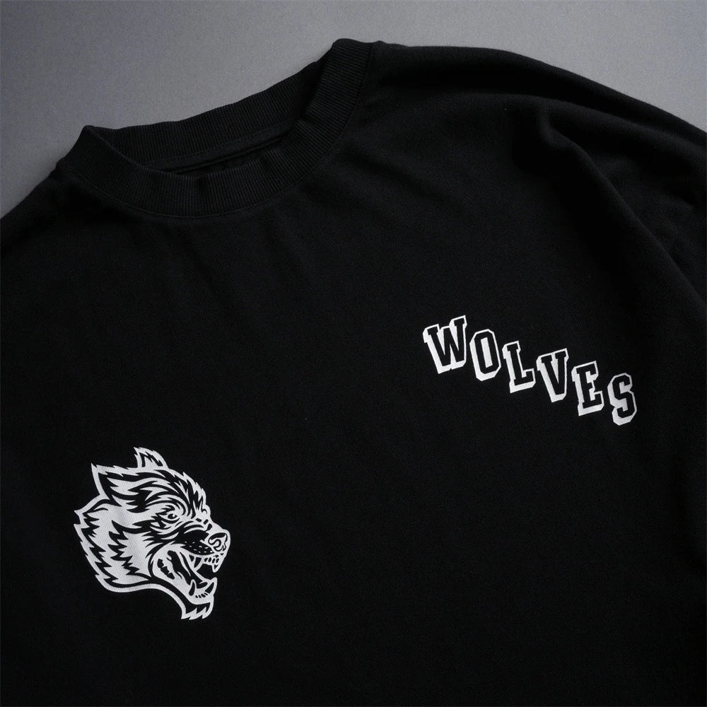 DARC Wolf Head 230G Combed Cotton round Neck Short Sleeve T-Shirt Men's Casual Top Shoulder-Down Tee Breathable Youth Fashion