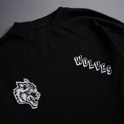 DARC Wolf Head 230G Combed Cotton round Neck Short Sleeve T-Shirt Men's Casual Top Shoulder-Down Tee Breathable Youth Fashion