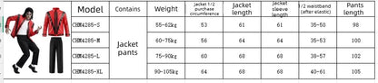 Adults Michael Red Faux Leather Jacket Pant Set Jackson Fashion Music Idol Character Creative Halloween Stage Performance Suits