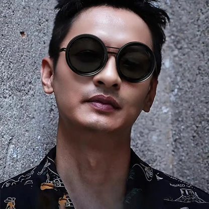 Polarized ND9 Adjustable Dimming Sun Glasses Men Women Round Sunglasses Retro Punk Men's Fishing Eyeglasses Outdoor Shades UV400