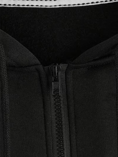 Women Oversized Zip Up Hoodie Solid Black Loose Full Zipper Hooded Sweatshirt Casual Pocket Streetwear Soft Thick Hooded Jacket