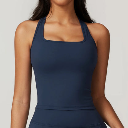 BIANHUI Gym Clothes Woman Brushed Cotton Racerback Sports Vest for Women Tight-Fitting Quick-Dry Casual Fitness Top Yoga Wear