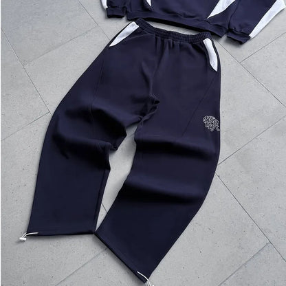 Autumn and Winter New Trendy Men's and Women's High Street Japanese Casual Sports Letter Hooded Sweatshirt and Pants Set
